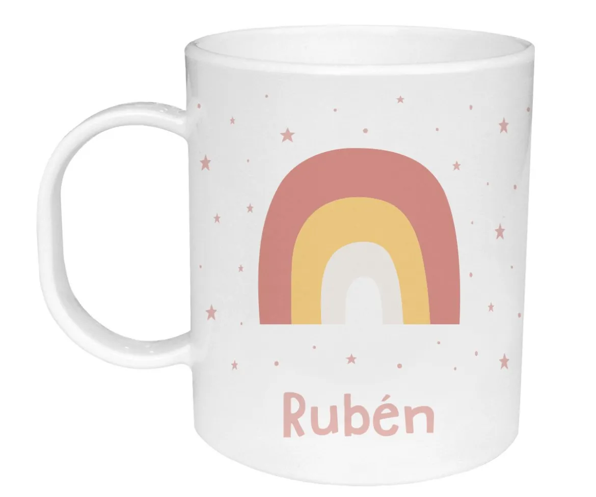 Taza de Plástico Personalizada Arcoíris Rosa