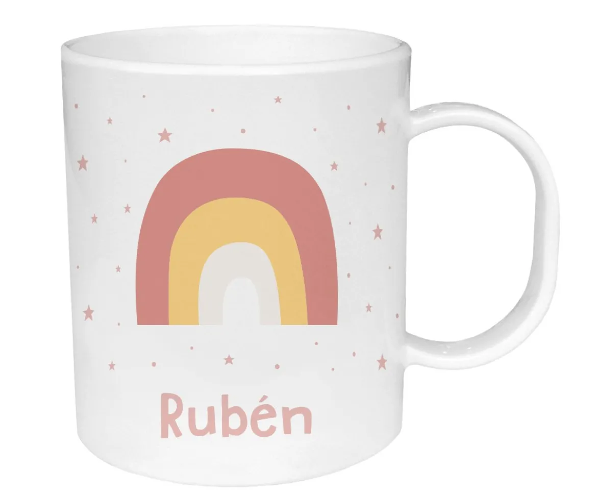Taza de Plástico Personalizada Arcoíris Rosa