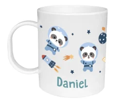 Taza de Plástico Personalizada Pandas in Space
