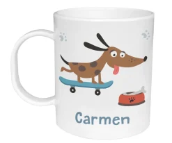 Taza de Plástico Personalizada Skater Dog
