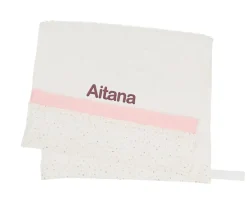 Toalla Guardería Rainbow Dots Rosa Personalizable