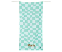Toalla Playa Extra Large Microfibra Summer Check Verde Personalizable