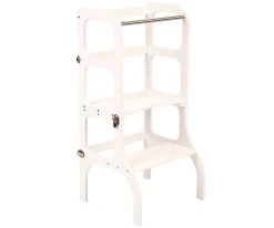 Torre Aprendizaje Montessori Mesa y Silla Blanco/Plateado