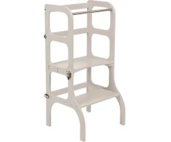 Torre Aprendizaje Montessori Mesa y Silla Gris Perla/Plateado