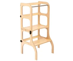 Torre Aprendizaje Montessori Mesa y Silla Natural / Plateado
