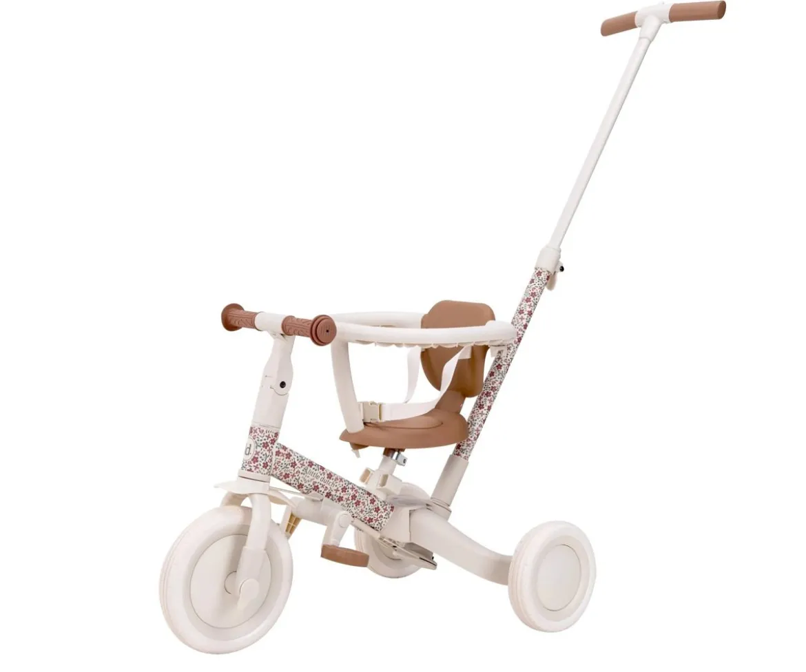 Triciclo con Barra 4 en 1 Blanco Flores