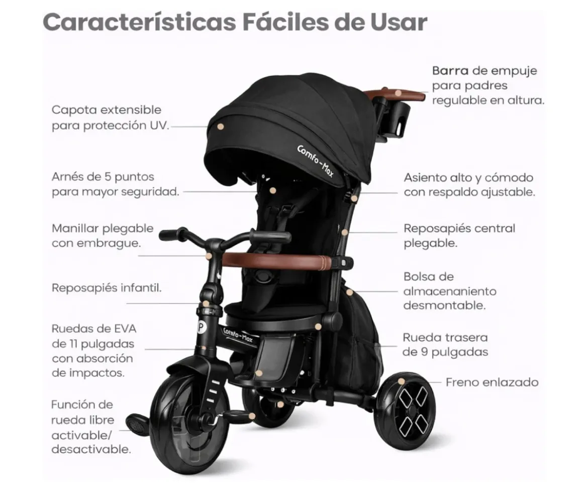 Triciclo Evolutivo Confo Max 8 en 1 Beige