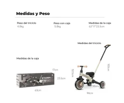 Triciclo y Bicicleta de Equilibrio Trike Stager 3 en 1 Beige (2-6 años)
