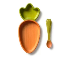 Vajilla Infantil Plato y Cuchara de Madera Cathy The Carrot