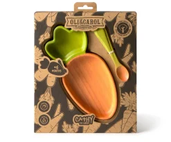 Vajilla Infantil Plato y Cuchara de Madera Cathy The Carrot