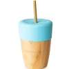 Vaso Bambú Azul con Pajita